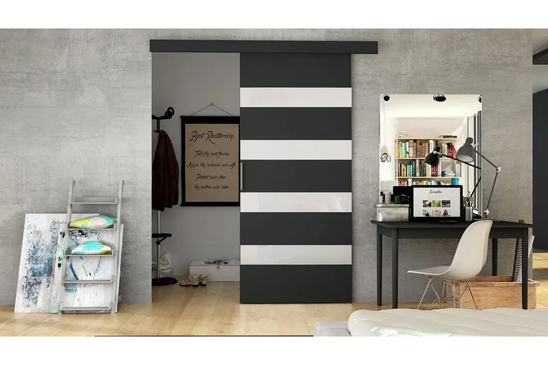 Skjutdörr MARTI - Svart/Vit - Förvaring - Garderober & garderobssystem - Garderobsdörr - Skjutdörr garderob & walk-in closet