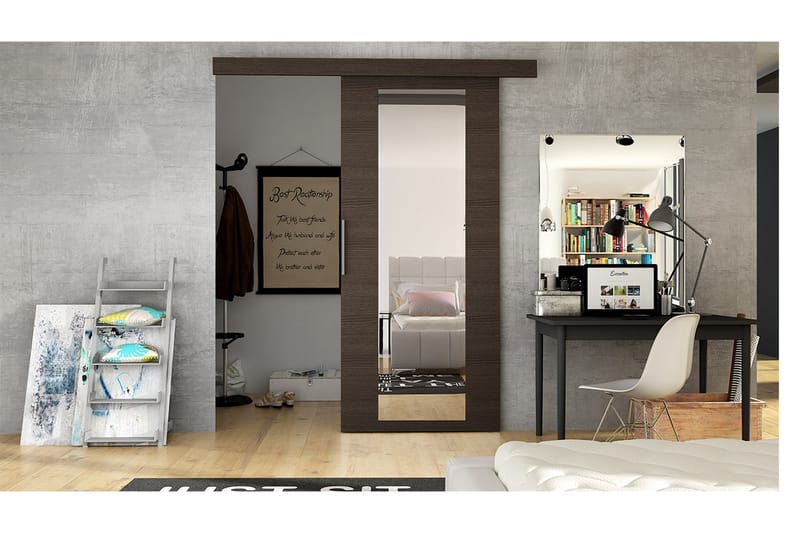 Skjutdörr Nemanja 86x205 cm - Brun - Förvaring - Garderober & garderobssystem - Garderobsdörr - Skjutdörr garderob & walk-in closet