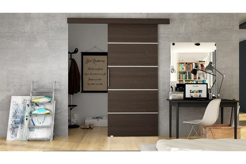 Skjutdörr Nemanja 86x205 cm - Brun - Förvaring - Garderober & garderobssystem - Garderobsdörr - Skjutdörr garderob & walk-in closet