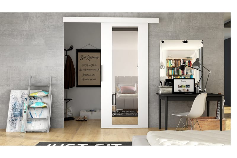 Skjutdörr Nemanja 86x205 cm - Vit - Förvaring - Garderober & garderobssystem - Garderobsdörr - Skjutdörr garderob & walk-in closet