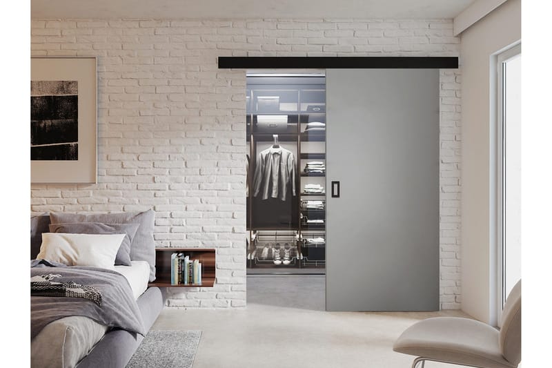 Werdi Skjutdörr 90 cm - Grafit - Förvaring - Garderober & garderobssystem - Garderobsdörr - Skjutdörr garderob & walk-in closet