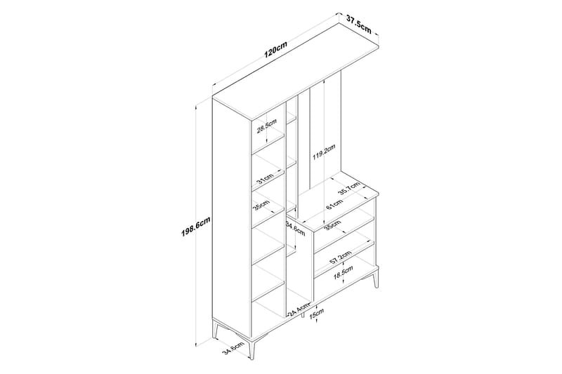 Lukkha Hallmöbel - Valnöt/Vit - Förvaring - Garderober & garderobssystem - Garderobsinredning - Backstativ