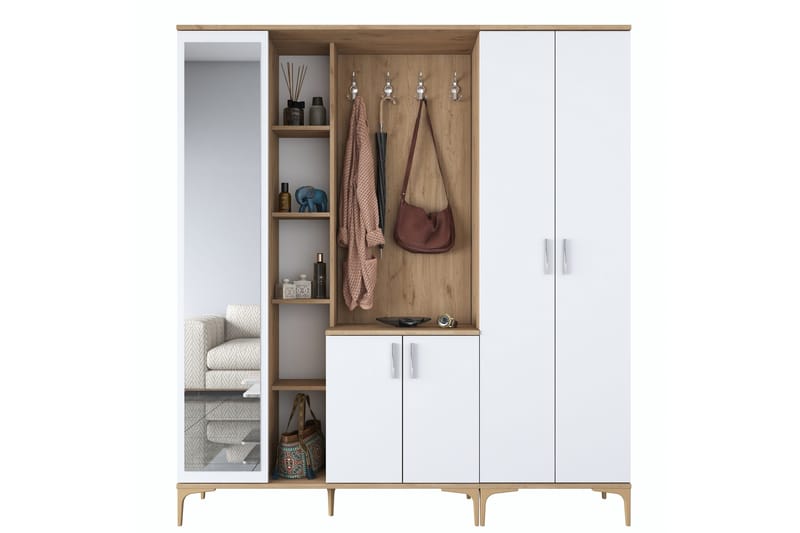 Lukkha Hallmöbel - Valnöt/Vit - Förvaring - Garderober & garderobssystem - Garderobsinredning - Backstativ