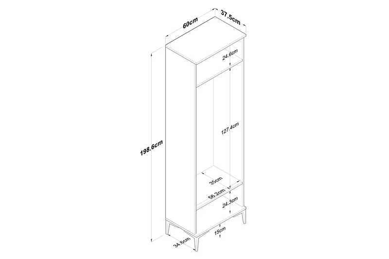 Lukkha Hallmöbel - Valnöt/Vit - Förvaring - Garderober & garderobssystem - Garderobsinredning - Backstativ