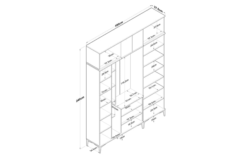 Lukkha Hallmöbel - Valnöt/Vit - Förvaring - Garderober & garderobssystem - Garderobsinredning - Backstativ