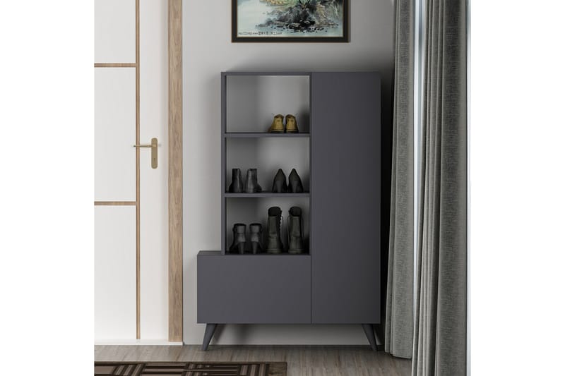 Skohylla Agostina Garderob 80x121 cm Antracit - Hanah Home - Förvaring - Garderober & garderobssystem - Garderobsinredning - Skohylla garderob