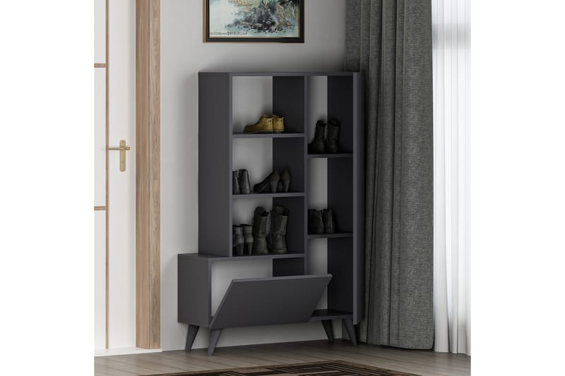 Skohylla Agostina Garderob 80x121 cm Antracit - Hanah Home - Förvaring - Garderober & garderobssystem - Garderobsinredning - Skohylla garderob