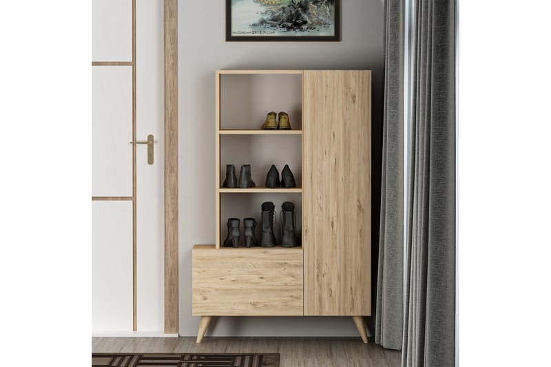 Skohylla Agostina Garderob 80x121 cm Ljusbrun - Hanah Home - Förvaring - Garderober & garderobssystem - Garderobsinredning - Skohylla garderob