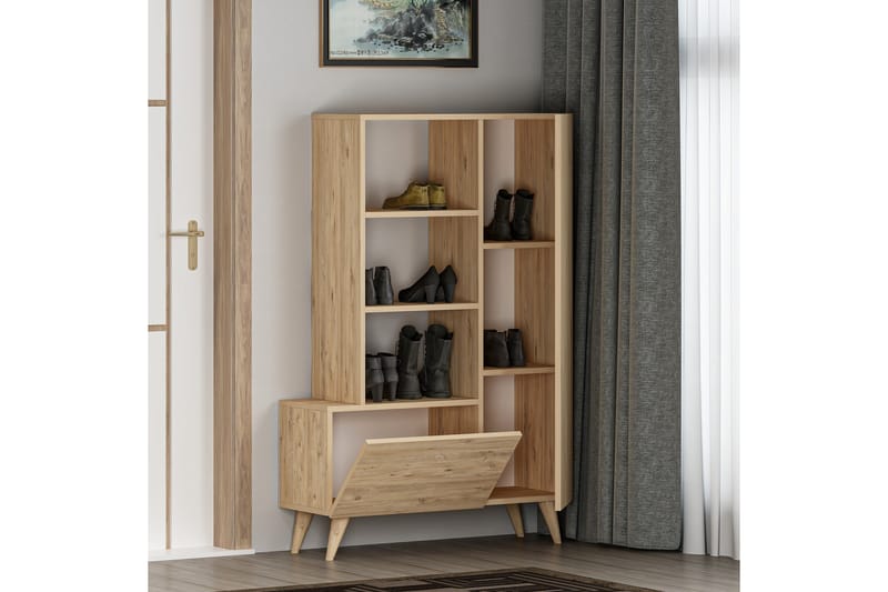 Skohylla Agostina Garderob 80x121 cm Ljusbrun - Hanah Home - Förvaring - Garderober & garderobssystem - Garderobsinredning - Skohylla garderob
