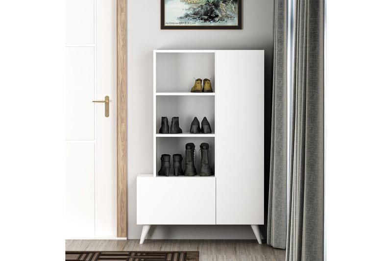 Skohylla Agostina Garderob 80x121 cm Vit - Hanah Home - Förvaring - Garderober & garderobssystem - Garderobsinredning - Skohylla garderob