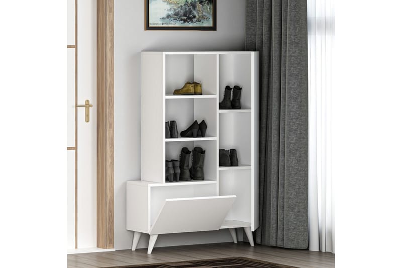 Skohylla Agostina Garderob 80x121 cm Vit - Hanah Home - Förvaring - Garderober & garderobssystem - Garderobsinredning - Skohylla garderob