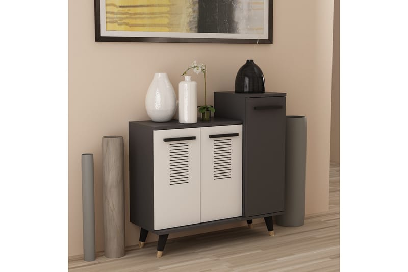 Skohylla Asimo Garderob 90x90,6 cm Antracit/Vit - Hanah Home - Förvaring - Garderober & garderobssystem - Garderobsinredning - Skohylla garderob
