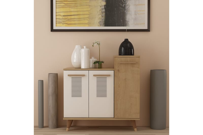 Skohylla Asimo Garderob 90x90,6 cm Brun/Vit - Hanah Home - Förvaring - Garderober & garderobssystem - Garderobsinredning - Skohylla garderob