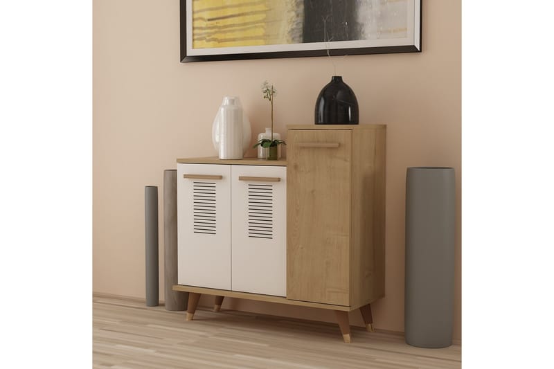 Skohylla Asimo Garderob 90x90,6 cm Brun/Vit - Hanah Home - Förvaring - Garderober & garderobssystem - Garderobsinredning - Skohylla garderob