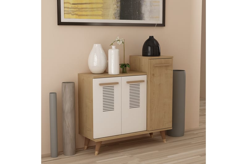 Skohylla Asimo Garderob 90x90,6 cm Brun/Vit - Hanah Home - Förvaring - Garderober & garderobssystem - Garderobsinredning - Skohylla garderob