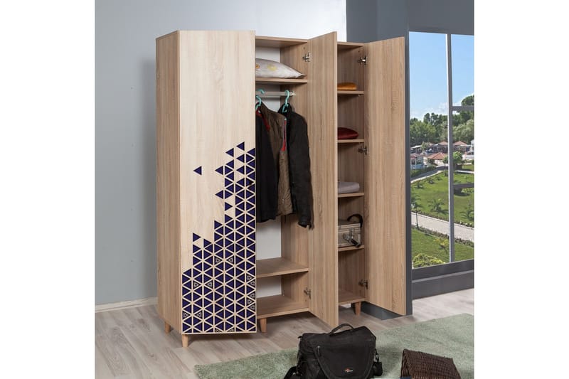 Brokind Garderob 135 cm - Brun/Blå - Förvaring - Garderober & garderobssystem - Garderobsskåp