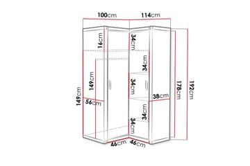 Dallas Garderob 100x58x192 cm LED-belysning - Beige - Förvaring - Garderober & garderobssystem - Garderobsskåp