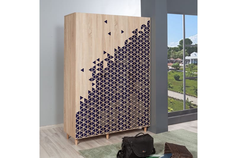 Garderob Gillberga 135 cm - Brun/Blå - Förvaring - Garderober & garderobssystem - Garderobsskåp
