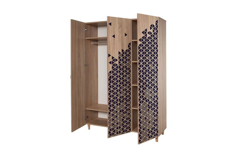 Garderob Gillberga 135 cm - Brun/Blå - Förvaring - Garderober & garderobssystem - Garderobsskåp