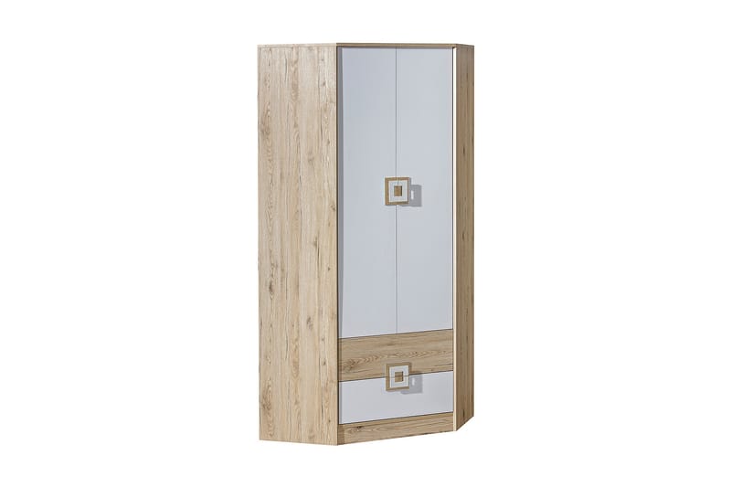 Garderob Hermanboda 87x87x190 cm - Beige/Vit - Garderobsskåp - Hörngarderob