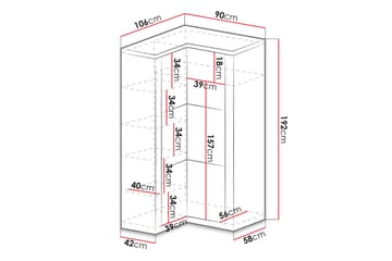 Garderob Indianapolis 106x58x192 cm - VIt - Förvaring - Garderober & garderobssystem - Garderobsskåp