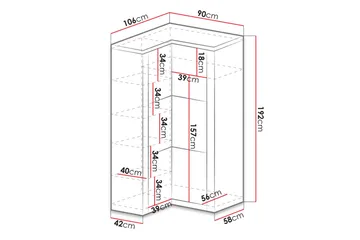 Indianapolis Garderob 106x58x192 cm - Ljus ask - Förvaring - Garderober & garderobssystem - Garderobsskåp