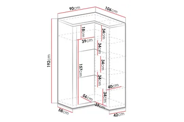 Indianapolis Garderob 106x58x192 cm - Vit - Förvaring - Garderober & garderobssystem - Garderobsskåp
