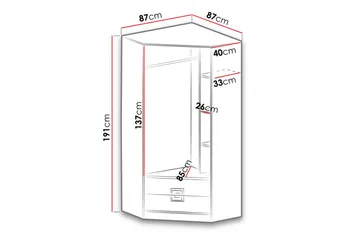 Klacksberg Garderob 87x87x190 cm - Ljus Ek/Vit - Förvaring - Garderober & garderobssystem - Garderobsskåp