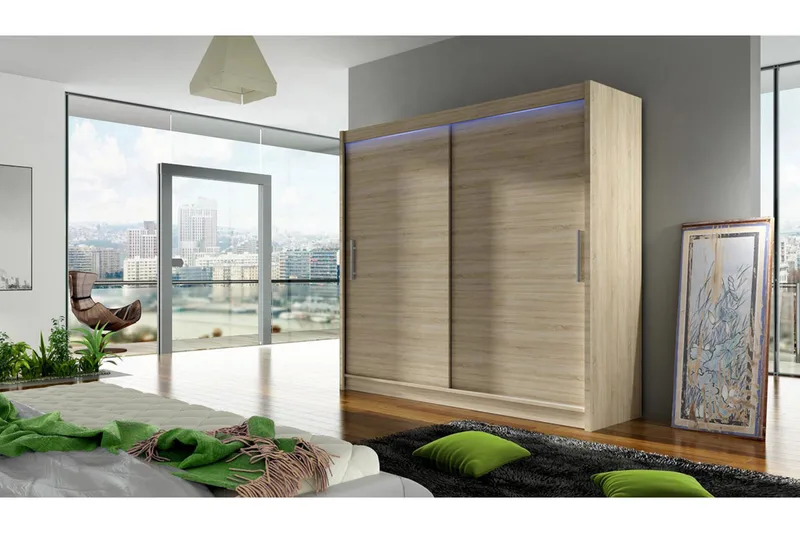 Prag Garderob 180x57x215 cm - Beige - Förvaring - Garderober & garderobssystem - Garderobsskåp