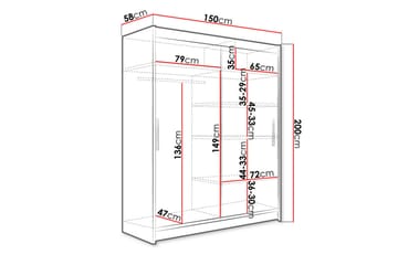 Westa Garderob 150x58x200 cm - Vit - Förvaring - Garderober & garderobssystem - Garderobsskåp