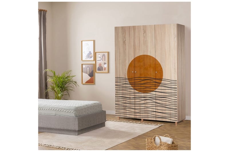 Gladfield Garderob 135x192 cm - Natur - Förvaring - Garderober & garderobssystem