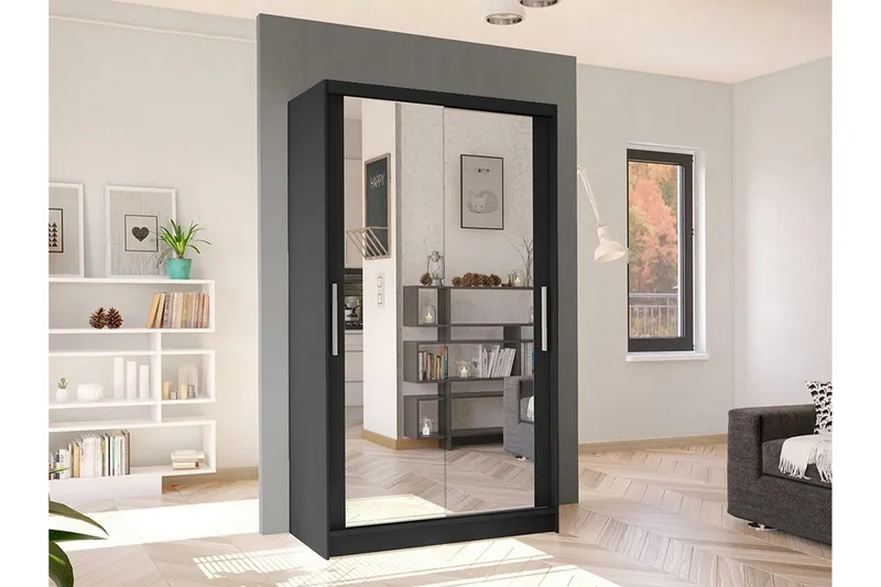 Glenmore Garderob m. Spegel Black - Förvaring - Garderober & garderobssystem