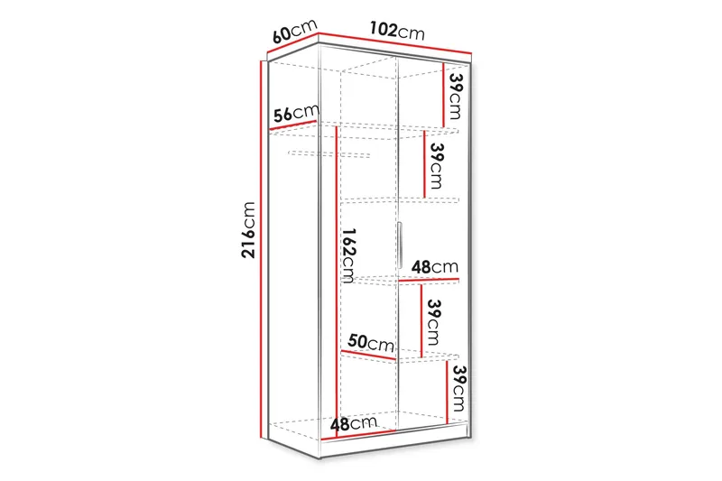 Gudelia Garderob 102x216 cm - Beige - Förvaring - Garderober & garderobssystem