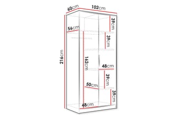 Gudelia Garderob 102x216 cm - Grå - Förvaring - Garderober & garderobssystem