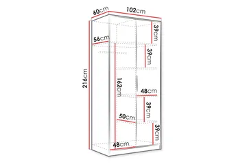Gudelia Garderob 102x216 cm - Grå - Förvaring - Garderober & garderobssystem