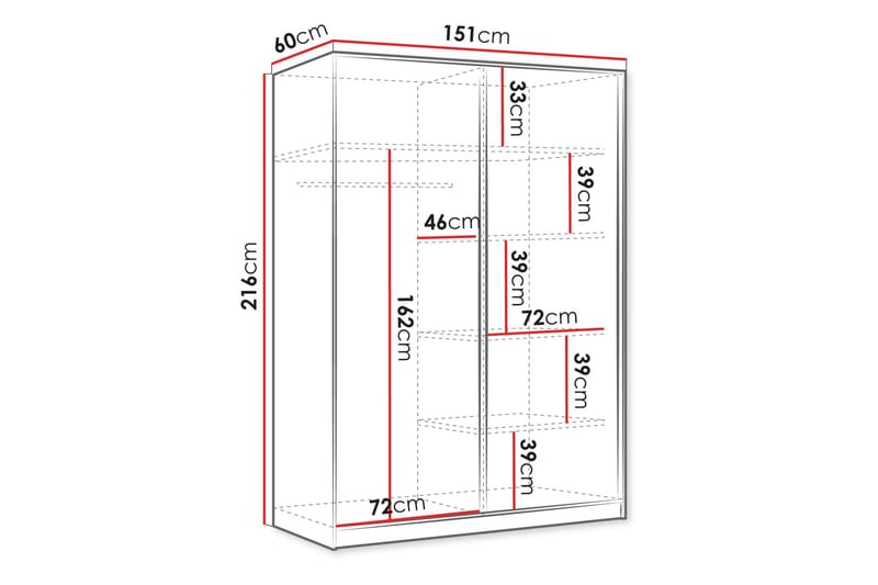 Gudelia Garderob 151x216 cm - Vit - Förvaring - Garderober & garderobssystem