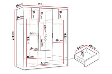 Gudelia Garderob 151x216 cm - Vit - Förvaring - Garderober & garderobssystem