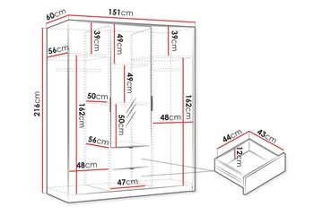 Gudelia Garderob 151x216 cm - Vit - Förvaring - Garderober & garderobssystem