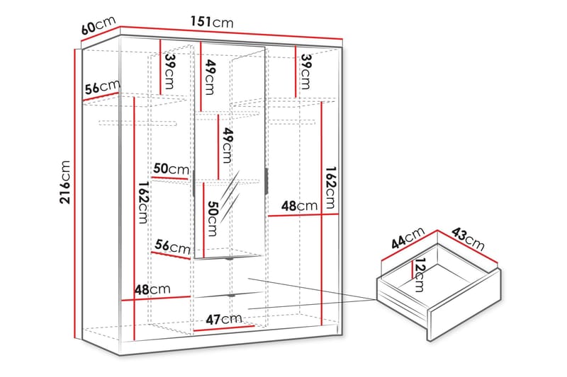 Gudelia Garderob 151x216 cm - Vit - Förvaring - Garderober & garderobssystem