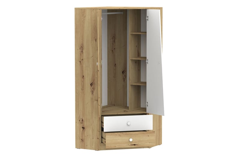 Garderob Staton 87 cm - Natur/Vit/Grå - Förvaring - Garderober & garderobssystem - Garderobsskåp