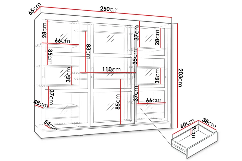 Harvans Garderob 250x203 cm - Vit - Förvaring - Garderober & garderobssystem