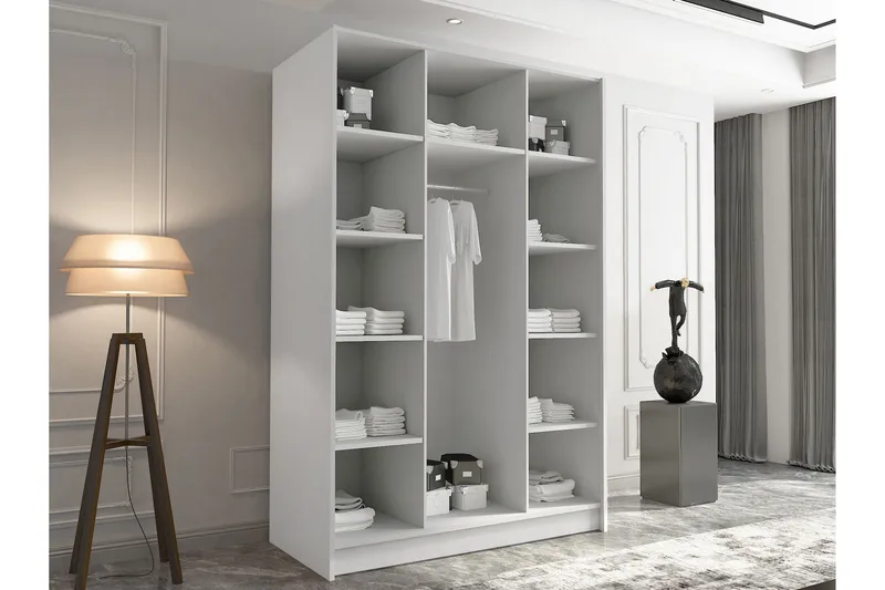 Herrljunga Garderob 150 cm - Vit/Svart - Förvaring - Garderober & garderobssystem