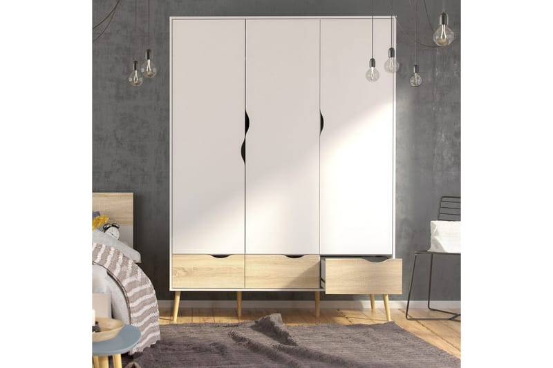 Hostafranc Garderob 147x200 cm - Vit/Grå - Förvaring - Garderober & garderobssystem
