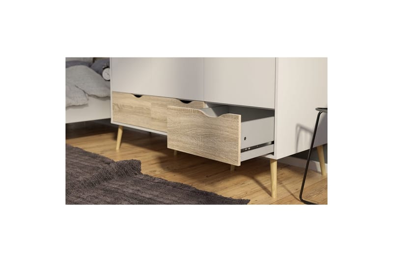 Hostafranc Garderob 147x200 cm - Vit/Grå - Förvaring - Garderober & garderobssystem