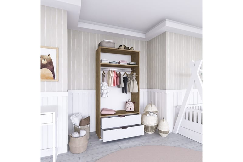 Hurst Garderob 90x183 cm - Ljusbrun/Vit - Förvaring - Garderober & garderobssystem