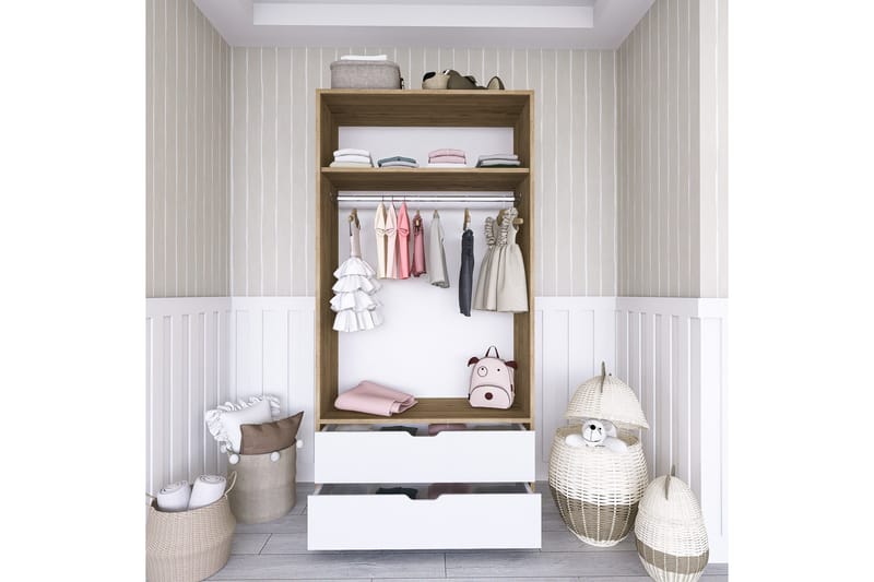 Hurst Garderob 90x183 cm - Ljusbrun/Vit - Förvaring - Garderober & garderobssystem