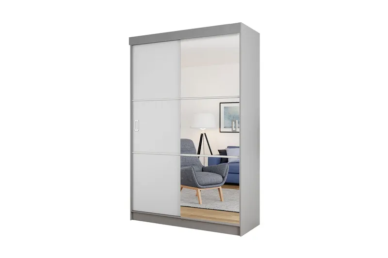 Isolaz Garderob 60x138 cm LED-belysning, Grå/Vit