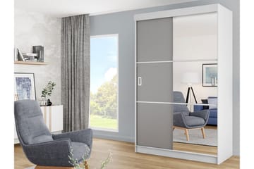 Isolaz Garderob med Spegel LED-belysning RGB - Grå Dörr/Vit/Antracit - Förvaring - Garderober & garderobssystem