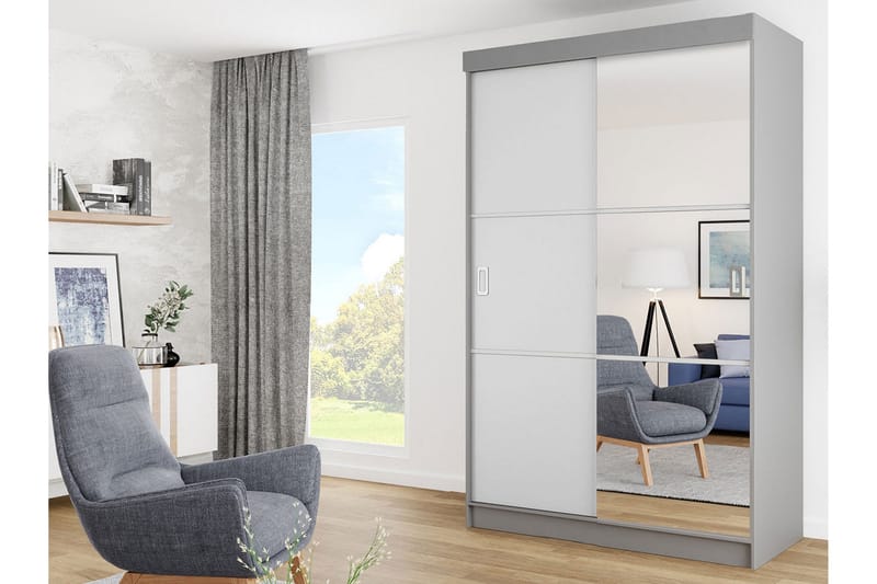 Isolaz Garderob med Spegel LED-belysning RGB - Vit/Antracit - Förvaring - Garderober & garderobssystem