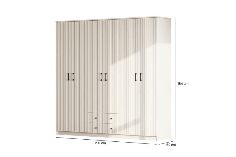 Ivon Garderob 210x184 cm - Matt Vit - Förvaring - Garderober & garderobssystem